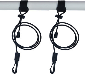 2 X Adjustable Kayak Black Rod Leash Fishing Paddle