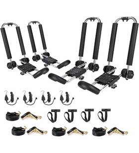Ksx-125-blk Aa-racks Kayak Roof Rack Carrier For 2 Kayaks Folding Stainless J-bar Anchor Straps Canoe