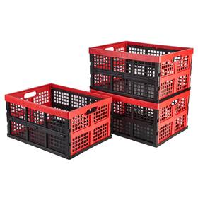 L345-a Aebeky 3-pack Plastic Collapsible Storage 17.35 Inch X13.2 X9 Black Red