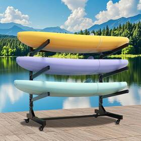 Aidek 703971256420 Kayak Storage Rack Freestanding Stand With Lockable Wheels For Garage