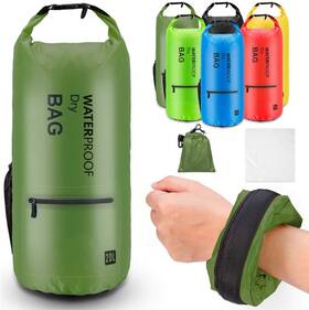 Alta-bag-dgrn-10l Altatac Waterproof Floating Dry Bag Backpack With 2 Exterior Zip Pocket Drk Grn 10l