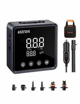 Airun-p2 Astroai P2 Paddle Board Pump 20psi 12v Dc Car Connector Portable Sup Black