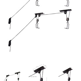 Bike Hoist Overhead Pulley System With 100 Lb Capacity For Bicycle Or