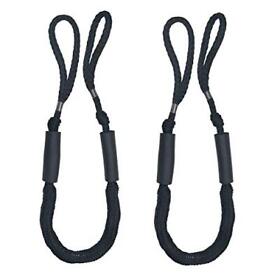Usjr-dockline170cm-rbk2ea Bungee Dock Line Mooring Rope For Boat 3.5 Ft 2 Pack Red And Black