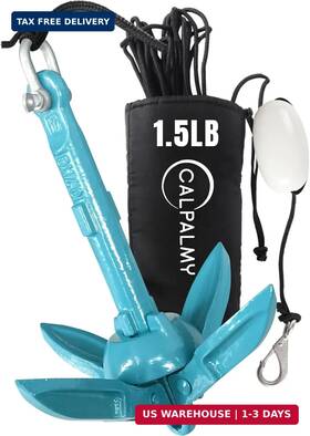 Calpalmy 1.5lb-foldinganchor-blue Kayak Anchor Kit 1.5/3.5 Lb Folding Grapnel With 32 Ft Marine R