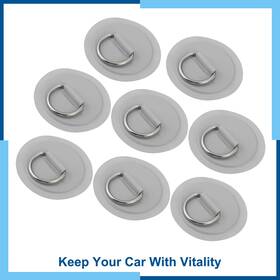 Carpopart 649603128393 8pcs 8cm Gray D Ring Patch Stainless Steel Round Shape Pad For Surfboard