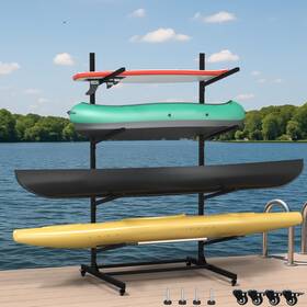 Cmfydaily 658738775952 Heavy-duty 4-layer Kayak Rack Freestanding Storage With Sw