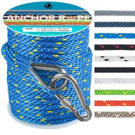 Rope-013 Dedu 3/8 Inch 100 Ft Anchor Rope Boat Solid Braid Mfp Line Wi