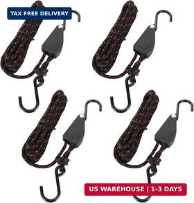 Dirbuy 735626268915 4 Pcs Kayak Rope Tie Downs - 1/4 Inch X 12ft Ratchet Bow And Stern Dow