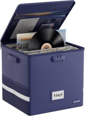 Ds0099 Docsafe Vinyl Record Storage Box With Lock Fireproof Water 13x13x13 Blue