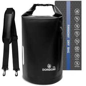 Doridomi 765147719719 Faraday Bags Emp Proof Bag - 15l Black Waterproof Backpack With Front