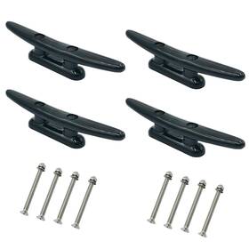 Douzime 745499374965 5 Inch Boat Dock Cleat Strong Black Nylon Open Base Cleats Pack 4