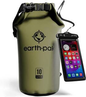 2587-6325-forestgreen10l Earth Pak Waterproof Dry Bag - Roll Top Backpack Sack Keeps Gear