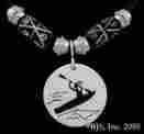 Ek-033 Sterling Silver Necklace Badali Jewelry Kayaking Kokopelli Extreme Sports Water Pendant