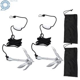 Hp120357 Happy19star 2 Complete Folding Anchor Kit 5.5lb With 26.2ft Rope And Buoy Pwc Boat Kayak Canoe