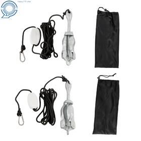 Hp120360 Happy19star 2 New 7.05lb Silver Marine Kayak Folding Anchor Kit For Pwc Canoe Jet Ski