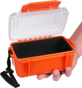 Hlotmeky Suc-5c Small Waterproof Dry Box Floating Case Clear Top With Foam Padding Orange Micro