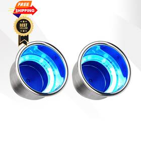 Hf9682sb Hoffen 2pcs Boat Cup Holder Stainless Steel Blue Led Drink Holders Silver