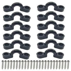 Hydik 631060926896 12pcs Kayak Pad Eyes Kit Black Boat Deck Rigging Nylon Bungee Loops Tie