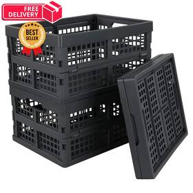 Idomy 751450463982 Idotry 3-pack 15 L Plastic Stacking Folding Storage Crates Gray