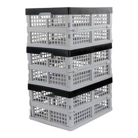 L334-qh Jekiyo 16-liter Folding Crates Storage Collapsible Container Plastic Grey