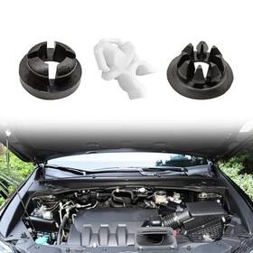 Kev6 Kevwr 3pieces Car Hood Support Prop Rod Holder Clip Black White Grommet