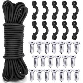 Kinmad 111539706750 10pcs Kayak Nylon Bungee Deck Loops Tie Down Pad Eyes Screws Kit With 5 Meter