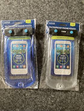 Lewis N. Clark 029275018091 Two 2 Floating Waterproof Cell Phone Pouches 1 Blue-1 Clear-new