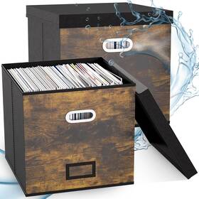 Xhy001a Lieberen Vinyl Record Storage Box Case Set Of 2 Stackable Retro