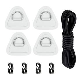 Rl22035 Looeel 4 Pack Stainless Steel D-ring Triangle Patch With 2.5m Black Bungee Cord 4pcs