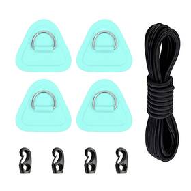 Rl22036 Looeel 4 Pack Stainless Steel D-ring Triangle Patch With 2.5m Black Bungee Cord 4pcs