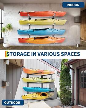 Marcytop 629832432669 4 Kayak Storage Rack Indoor Outdoor Freestanding Stand For Canoes Sup Boards