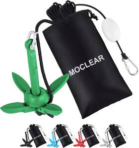 Mcba-1.5lb-grp-gn Moclear Kayak Anchor Kit 1.5/3.5 Lb Compact Folding Grapnel For Kayaks Canoes