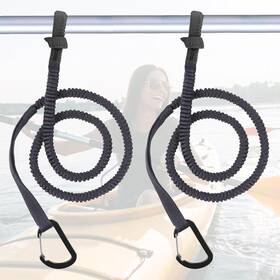 Moocy 782937752688 Kayak Paddle Leash Rod 3-7 Ft 3-7ft Black 2 Pack