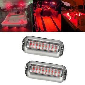Jx-04 Nbwdy 2pcs Red Marine Boat Led Lights 27 Leds Waterproof Ip68 Stainless Steel