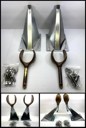 Nrs Sawyer Style 603403177456 Marine Grade Bronze Alloy Oar Locks With 6 Inch X5 Galvanized Hd Stands Set Of 2
