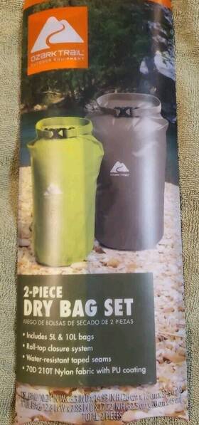 Tg-2678-5l Ozark Trail 10l And 5l Coated Dry Bag Set Water Resistant Roll Top 2 Count