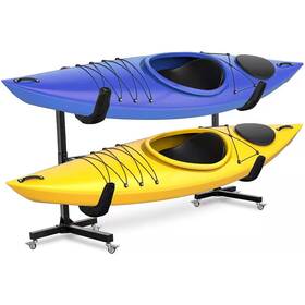 Raxgo 711181470727 Freestanding 2 Kayak Storage Rack With Build-in Wheels Heavy Duty Ra