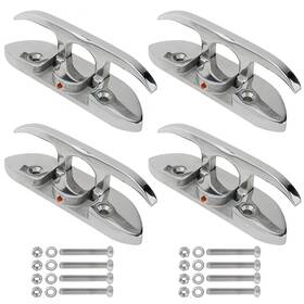 Realplus 617256095997 4-1/2 Inch Boat Folding Cleat 316 Stainless Steel Flip-up Dock With Fastene