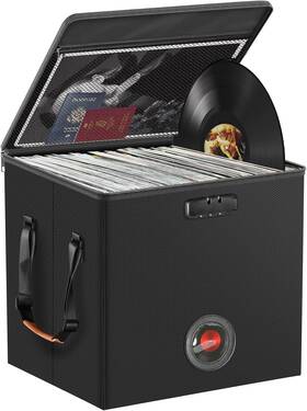 66425927 Reirqie Vinyl Record Storage Box With Lock&label Fireproof Water Resistant One Size