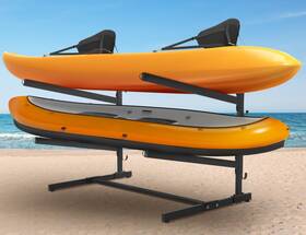 Rengue 977655663987 Kayak Storage Rack Heavy Duty Freestanding Stand For 2 Kayaks Sups C