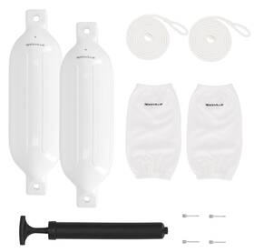 Rockville 613826662453 Fen265-white Boat Fender Package 2 Bumpers 6.5 Inch X23 Covers Lines