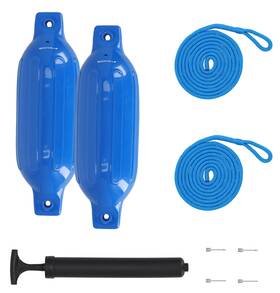 Fen245-blue Rockville Boat Fender Package 2 Bumpers 4.5 Inch X16 Lines Pump