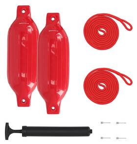 Fen245-red Rockville Boat Fender Package 2 Bumpers 4.5 Inch X16 Lines Pump
