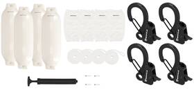 Rqa-4 Rockville Fen485-white 4 Boat Fender Bumpers 8.5 Inch X27 Covers Lines Clips