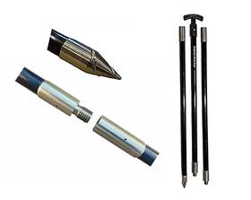 Salty Adventures 692878280228 Island Anchor - 1 Inch X 12ft 3 Piece Shallow Water Pole Black Salty Adventures 692878280228 Island Anchor - 1 Inch X 12ft 3 Piece Shallow Water Pole Black