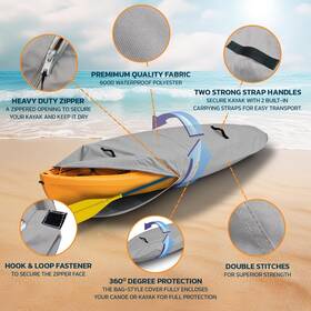 Az04-kc-18-gy Seal Skin Covers 18ft Kayak Canoe Cover All Weather Rafting Boat Storage Dust Shield