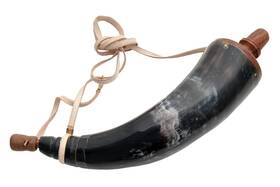 Hn-101 Szco Supplies 14-inch Black Powder Horn With Leather Strap Genuine