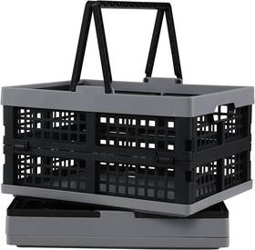 L334x11-c Tyminin Pack Of 2 Collapsible Shopping Baskets 15 Liter Folding Plastic Crate With