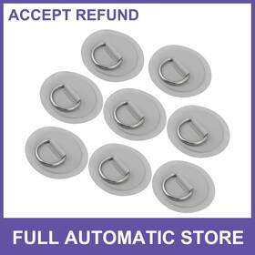Uauto1 649603113092 8 Pcs 8cm Gray D Ring Patch Stainless Steel Round Shape Pad For Surfboard